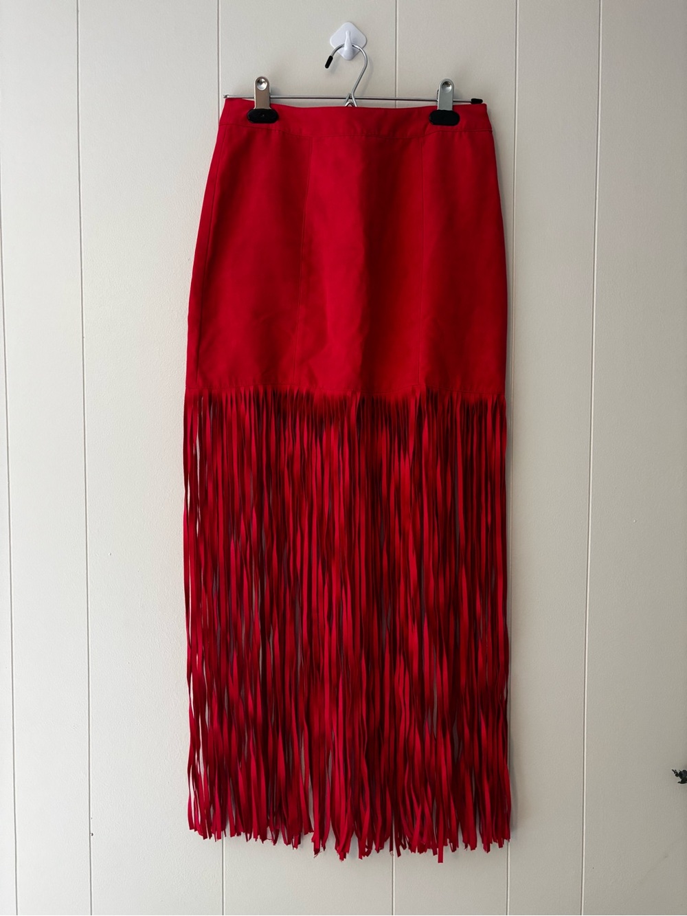 H&M Red Fringe Maxi Skirt